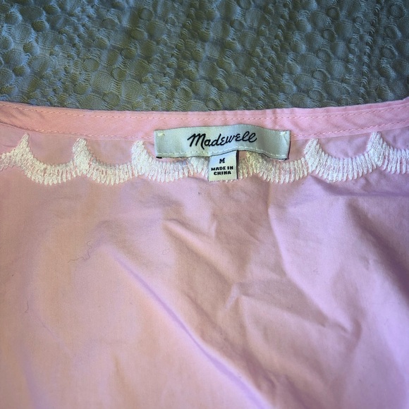 Madewell pink and white embroidered wrap top!! - Picture 4 of 6